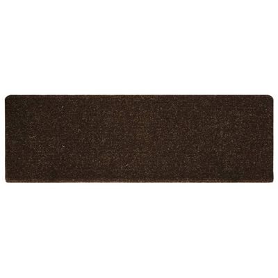 vidaXL Alfombrilla de escaleras 15 uds tela punzonada marrón 65x21x4cm