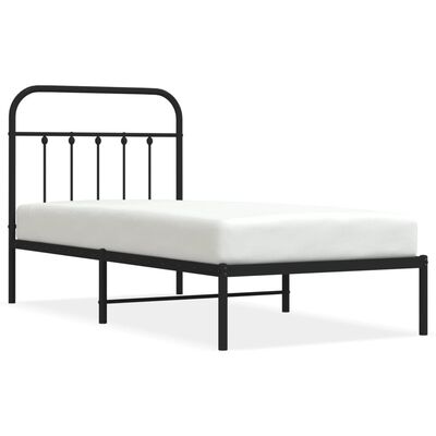 vidaXL Estructura cama sin colchón con cabecero metal negro 90x200 cm