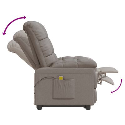 vidaXL Sillón de masaje reclinable de tela gris taupé