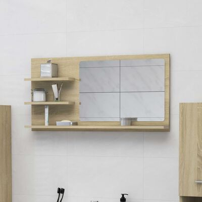 vidaXL Espejo de baño madera contrachapada roble Sonoma 90x10,5x45 cm