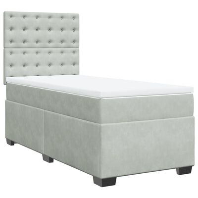 vidaXL Cama box spring con colchón terciopelo gris claro 100x200 cm