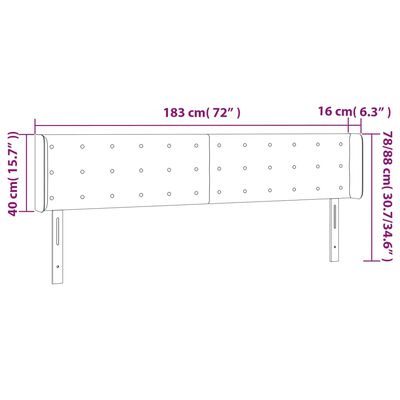 vidaXL Cabecero con LED cuero sintético capuchino 183x16x78/88 cm