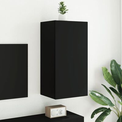 vidaXL Mueble de TV de pared con luces LED negro 40,5x35x80 cm