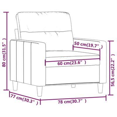 vidaXL Sillón de tela color crema 60 cm