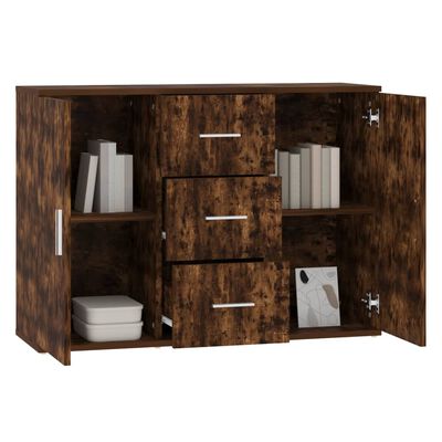 vidaXL Aparador madera contrachapada roble ahumado 91x29,5x65 cm