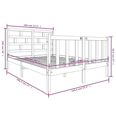 vidaXL Estructura de cama de madera maciza de pino negro 140x190 cm