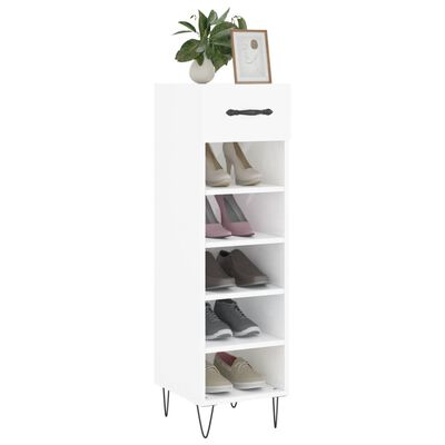 vidaXL Mueble zapatero madera contrachapada blanco brillo 30x35x105 cm