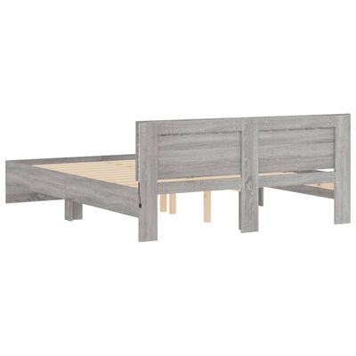 vidaXL Estructura de cama cabecero y luces LED gris Sonoma 160x200 cm