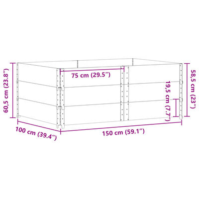 vidaXL Collares de palets 3 uds madera maciza de pino negro 150x100 cm