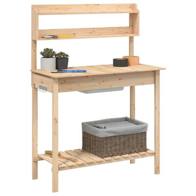 vidaXL Mesa para macetas con fregadero madera abeto 147,5x44x139,5 cm