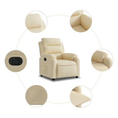 vidaXL Sillón reclinable eléctrico de tela crema