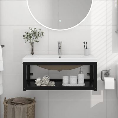 vidaXL Estructura de baño con lavabo incorporado hierro negro