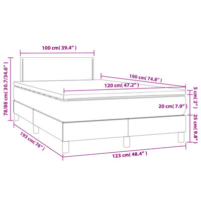 vidaXL Cama box spring con colchón cuero sintético gris 120x190 cm