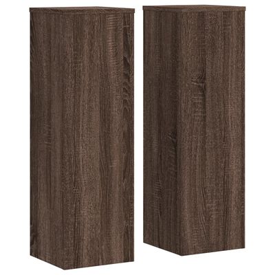 vidaXL Soportes de plantas 2 uds madera marrón roble 25x25x80 cm