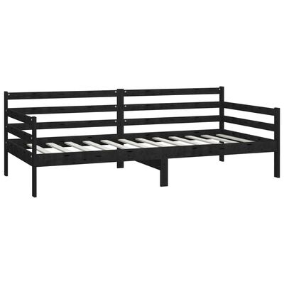 vidaXL Sofá cama con colchón madera de pino maciza negro 90x200 cm