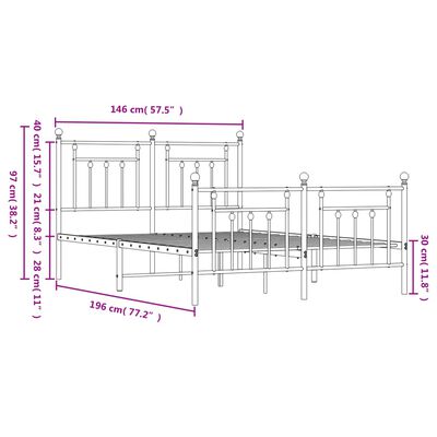 vidaXL Estructura cama sin colchón con estribo metal negro 140x190 cm