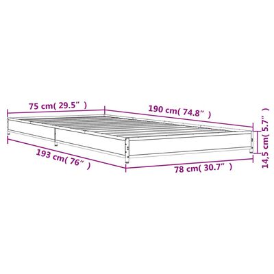 vidaXL Estructura cama madera ingeniería metal gris Sonoma 75x190 cm