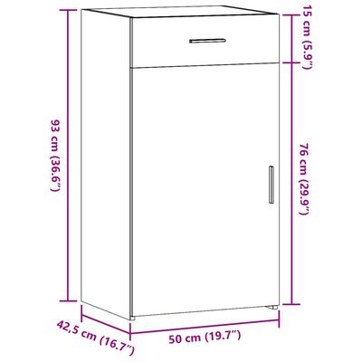 vidaXL Aparador de madera de ingeniería marrón roble 50x42,5x93 cm