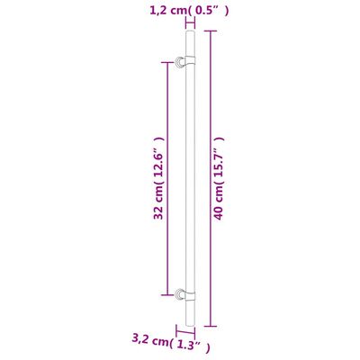 vidaXL Tiradores para armarios 5 uds acero inoxidable negro 320 mm