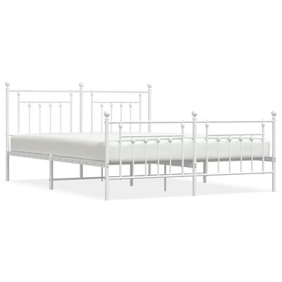 vidaXL Estructura cama metal con cabecero y estribo blanco 180x200 cm