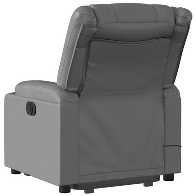 vidaXL Sillón reclinable de masaje de pie cuero artificial gris