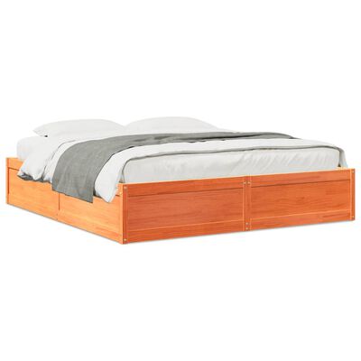 vidaXL Cama sin colchón madera maciza de pino marrón cera 180x200 cm