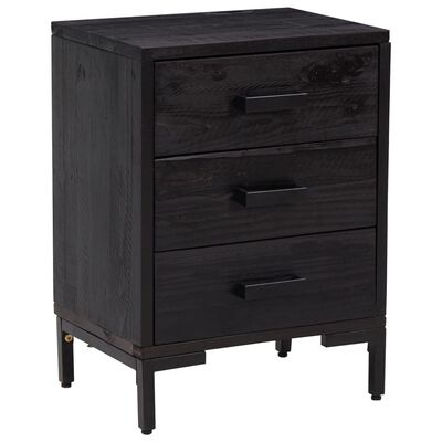 vidaXL Mesita de noche madera maciza pino reciclada negra 40x30x55 cm