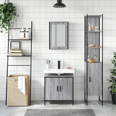 vidaXL Set de muebles de baño 3 pzas madera contrachapada gris sonoma