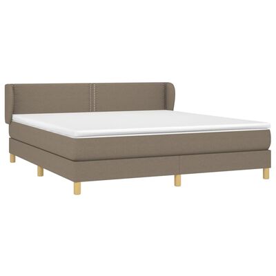 vidaXL Cama box spring con colchón tela gris taupe 180x200 cm