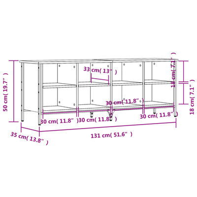 vidaXL Zapatero madera de ingeniería marrón roble 131x35x50 cm