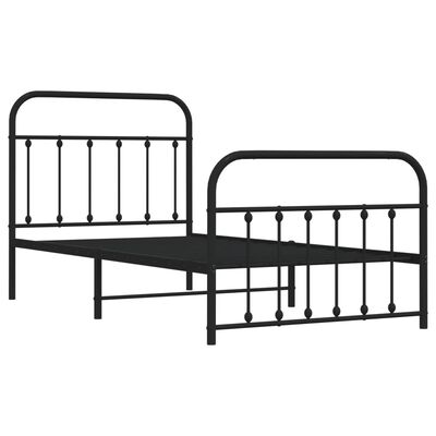 vidaXL Estructura cama sin colchón con estribo metal negro 100x190 cm