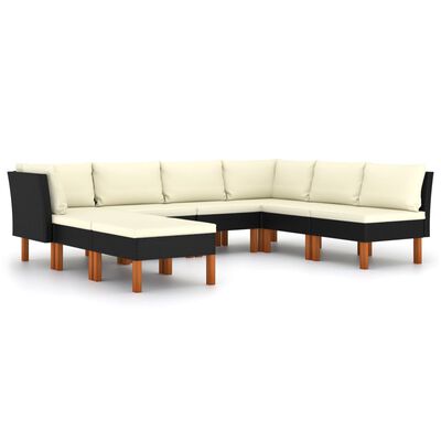 vidaXL Set de muebles de jardín 8 pzas y cojines ratán sintético negro