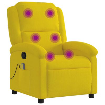 vidaXL Sillón de masaje reclinable de terciopelo amarillo