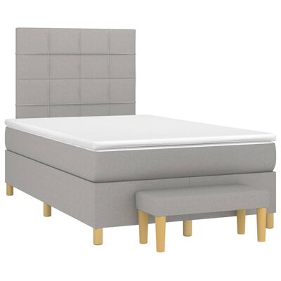 vidaXL Cama box spring con colchón tela gris claro 120x200 cm