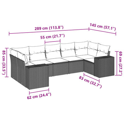 vidaXL Set sofás de jardín 7 piezas y cojines ratán sintético beige