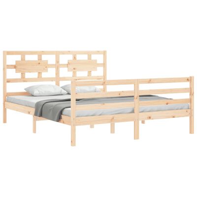 vidaXL Estructura de cama de matrimonio con cabecero madera maciza