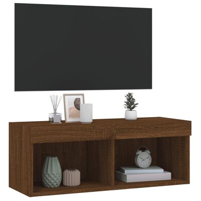 vidaXL Mueble para TV con luces LED roble marrón 80x30x30 cm