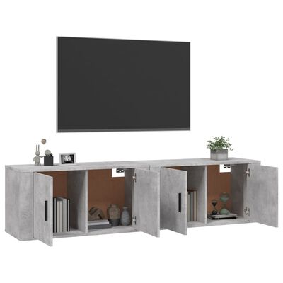 vidaXL Muebles para TV de pared 2 uds gris hormigón 80x34,5x40 cm