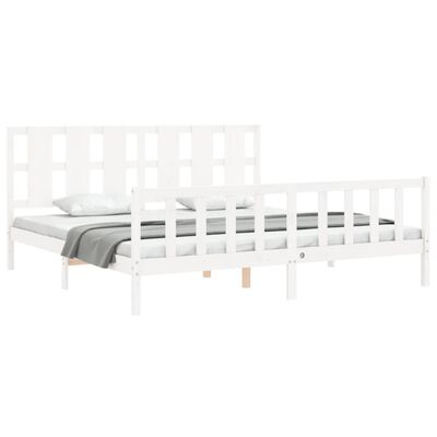 vidaXL Estructura de cama con cabecero madera maciza blanco 180x200 cm