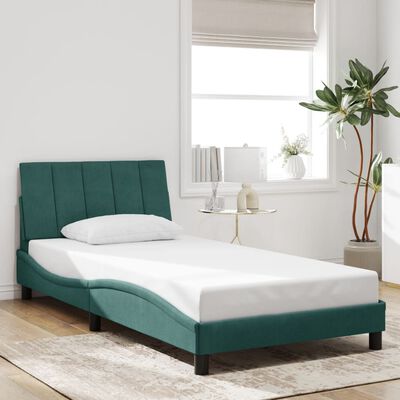 vidaXL Estructura cama sin colchón terciopelo verde oscuro 100x200 cm