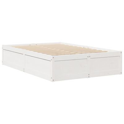 vidaXL Cama con colchón madera maciza de pino blanco 120x200 cm