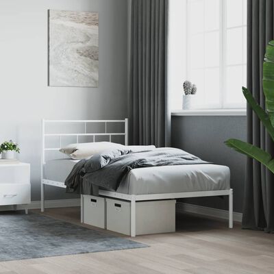 vidaXL Estructura cama sin colchón con cabecero metal blanco 100x190cm