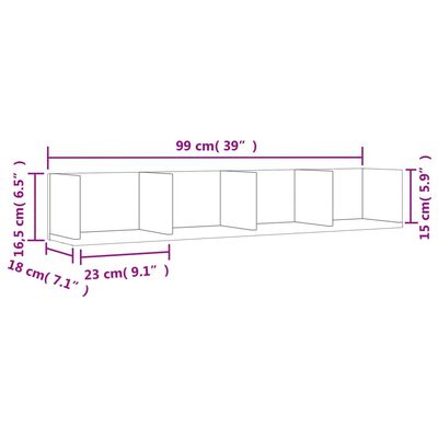 vidaXL Muebles de pared 2 uds madera marrón roble 99x18x16,5 cm