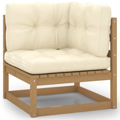 vidaXL Set de muebles de jardín 6 pzs cojines madera pino marrón miel