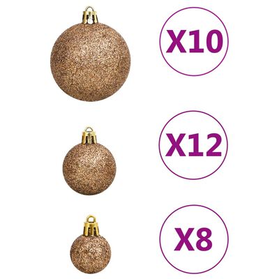 vidaXL Juego de bolas de Navidad 111 pzas poliestireno oro rosa