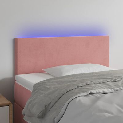 vidaXL Cabecero con LED de terciopelo rosa 100x5x78/88 cm