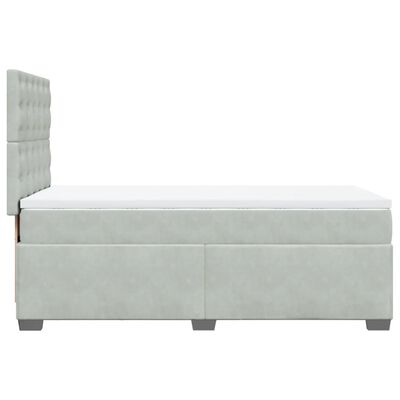 vidaXL Cama box spring con colchón terciopelo gris claro 100x200 cm