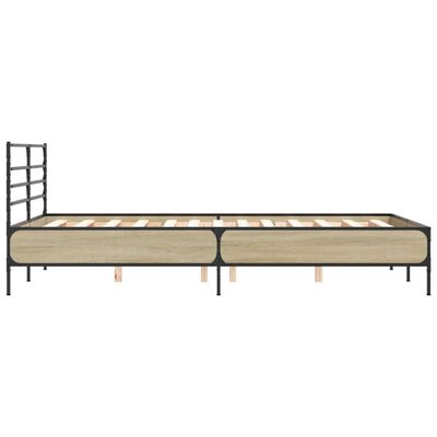 vidaXL Estructura cama madera ingeniería metal roble Sonoma 135x190 cm