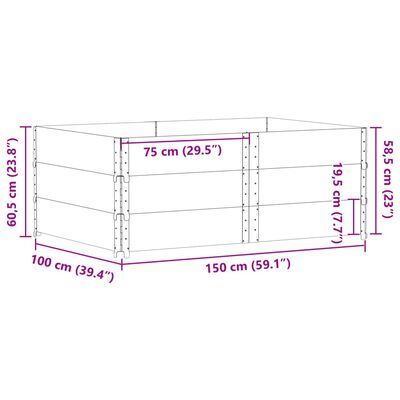 vidaXL Jardinera de madera maciza de pino marrón 150x100 cm