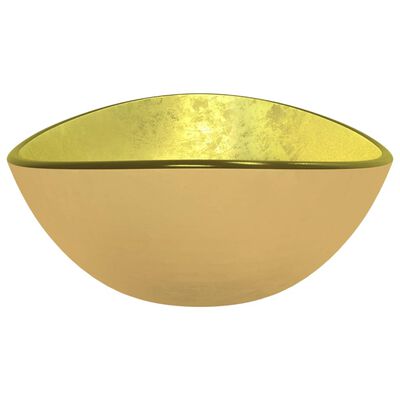 vidaXL Lavabo de vidrio templado dorado 54,5x35x15,5 cm